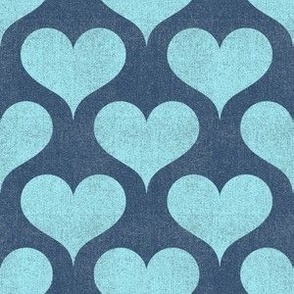 Denim Retro Hearts: Colorful 80’s Pattern - Aqua Blue (M)