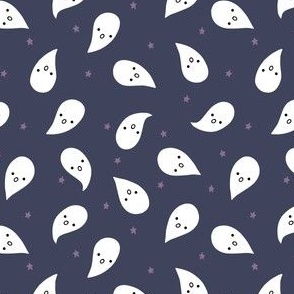 (S) Cute Halloween Ghosts on Night Blue