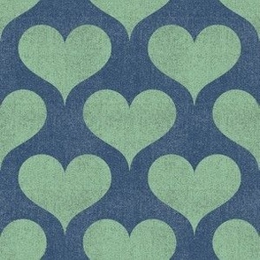Denim Retro Hearts: Colorful 80’s Pattern - Green (M)