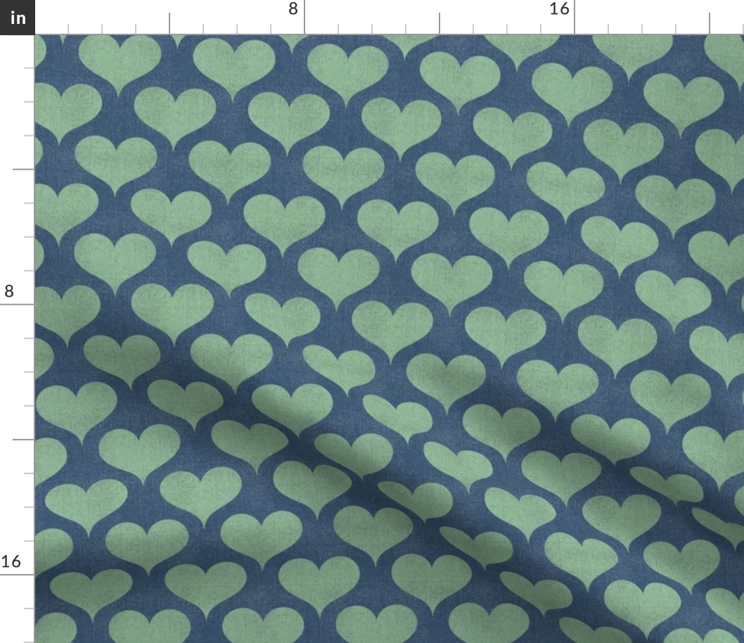 Denim Retro Hearts: Colorful 80’s Pattern - Green (M)