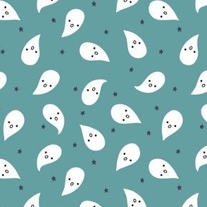 (S) Cute Halloween Ghosts on Teal