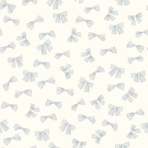 Striped Bows - small scale - Dusty Blue on Ivory White