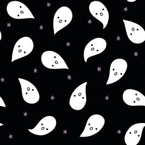 (M) Cute Halloween Ghosts on Black