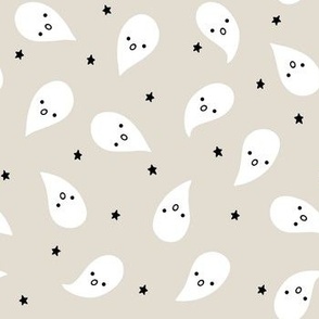 (M) Cute Halloween Ghosts on Creme