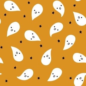 (M) Cute Halloween Ghosts on Orange