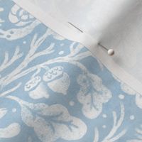 (Large Scale) Night in the Forest Woodland Damask | Pale Blue Fog & White | Textured Historical Inspired