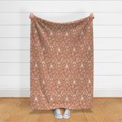 (Large Scale) Night in the Forest Woodland Damask | Topaz Brown | Textured Historical Inspired