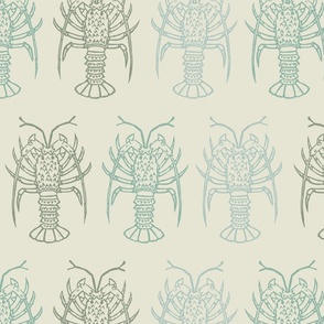 Block Print Rock Lobster, Large, Green