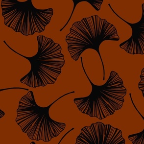 Gingko Leaves in Black and Rust