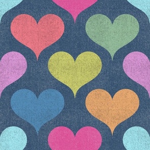 Denim Retro Hearts: Colorful 80’s Pattern - Multicolor (L)