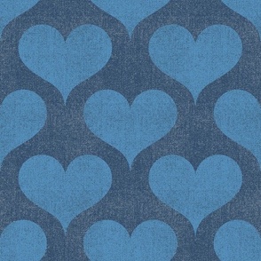 Denim Retro Hearts: Colorful 80’s Pattern - Blue (L)