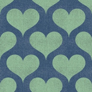 Denim Retro Hearts: Colorful 80’s Pattern - Green (L)