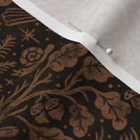 Night in the Forest Woodland Damask | Bleached Black & Brown | Textured Historical Inspired