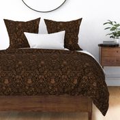 (Large Scale) Night in the Forest Woodland Damask | Bleached Black & Brown | Textured Historical Inspired