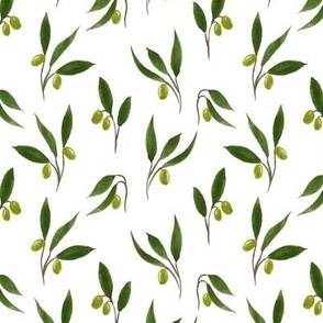 Hand Drawn Olives greens-white small