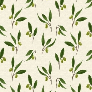 Hand Drawn Olives linen-greens small