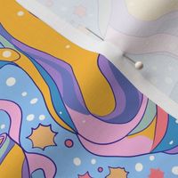 Cosmic Waves: 90's Retro Aquarius Print Tapestry
