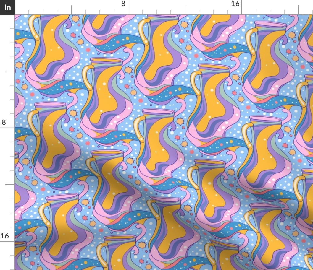 Cosmic Waves: 90's Retro Aquarius Print Tapestry