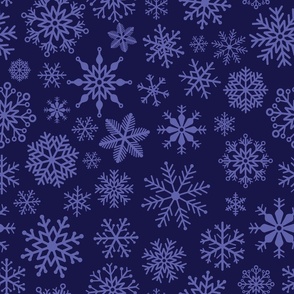 Large - Snowflakes on dark blue