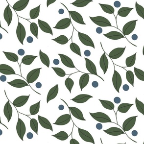 Simple Green Vines and Blue Dots