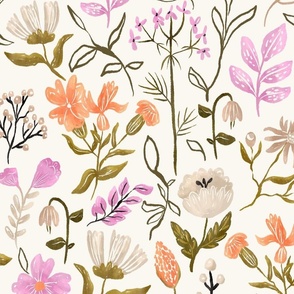 Lavender and Tangerine Woodland and Meadow Florals_Large
