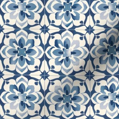 Symphony of Blue Petals Tile Pattern
