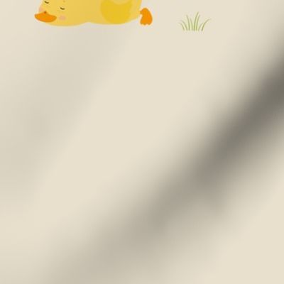 Ducklings on Yellow Background