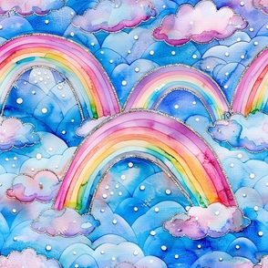 Watercolor Rainbows with Silver Lining