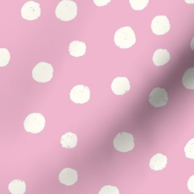 Whimsical Sea: Non-Directional White Water Bubbles on a Blush Pink Background