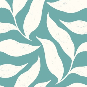 Underwater Botanicals: Whimsical Seaweed Silhouettes on Teal Green