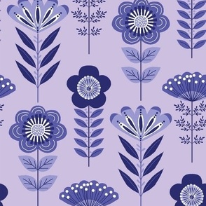 Retro floral - lilac and blue