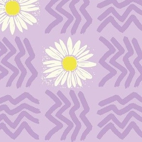 daisies purple, zigzag