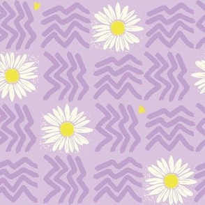 daisies purple, zigzag, small