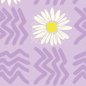 daisies purple, zigzag, big