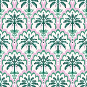 Palm tree scallops/textured pink and green/medium