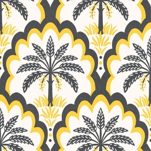 Palm tree scallops/textured yellow/large