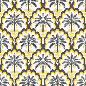Palm tree scallops/textured yellow/medium