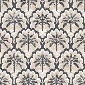 Palm tree scallops/textured neutral/medium