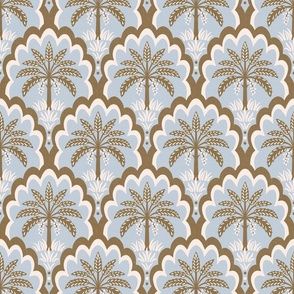 Palm tree scallops/textured dusty blue and butternut/medium