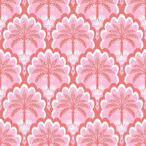 Palm tree scallops/textured pink and coral/medium