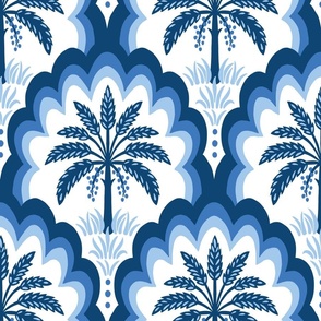 Palm tree scallops/blue/large