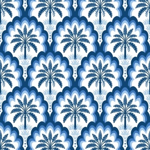 Palm tree scallops/blue/medium