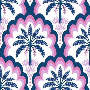 Palm tree scallops/fuchsia/large