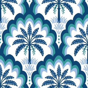 Palm tree scallops/teal green/large