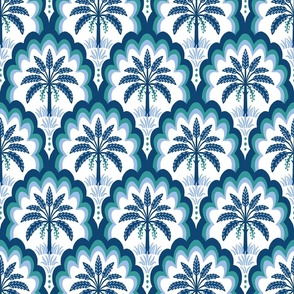 Palm tree scallops/teal green/medium