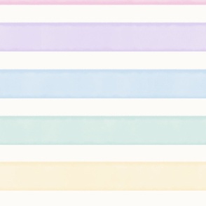Watercolor Pastel Stripe Rainbow / Horizontal / L