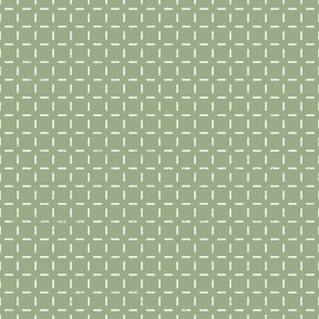 sashiko grid stitched l moss green  & off white l large
