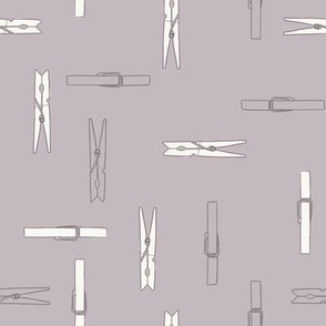 Vintage Modern Cottagecore Dusty Purple and Cream Clothespins Pattern