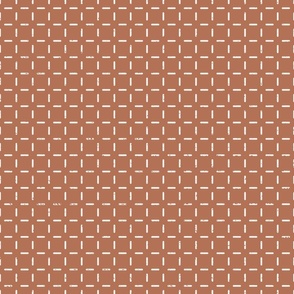 sashiko grid stitched l pantone sunburn brown  & off white l large
