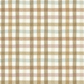 Small Colorful Gingham Check in Light Brown - Neutral, Soft  Earthy Tones , Cottage Core 